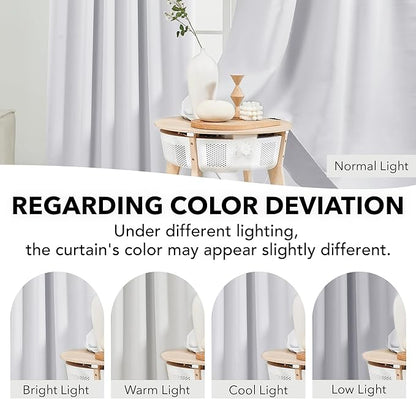 Deconovo Room Darkening Curtains Back Tab and Rod Pocket Curtains Thermal Insulated Blackout Curtains for Living Room 52Wx72L Inch Greyish White Set of 2