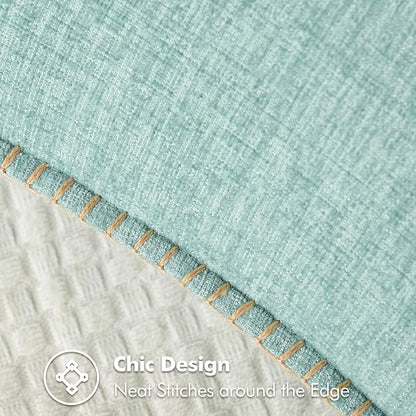 MIULEE Pack of 2 Couch Throw Pillow Covers Farmhouse Decorative Pillow Covers with Stitched Edge Soft Chenille Solid Dyed Pillow Covers for Sofa Bed Living Room 20x20 Inch Aqua Blue