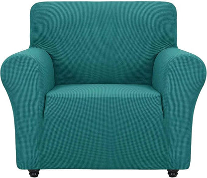 ZNSAYOTX Super Stretch Chair Slipcover Universal Sofa Chair Covers for Living Room Dogs Pet Furniture Protector Spandex Armchair Slipcovers with Anti Slip Foam Sticks (Peacock Teal, Chair)