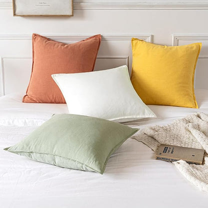 MIULEE Decorative Linen Euro Sham Pillow Covers 24x24 Light Green Boho Farmhouse Neutral Spring Couch Throw Pillows for Bed Pack of 2 Accent Modern Pillowcase Summer Sofa Livingroom Home Decor