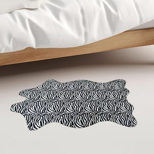 Faux Fur Zebra Animal Print Rug Perfect Throw Area Rug Carpet Floor Mat for Office/Kids Room/Under Tables/Smaller Area 3.6x2.3 feet
