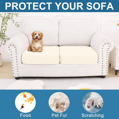 Smiry Printed Couch Cushion Covers, Stretch Soft Couch Covers for Sofa, Washable Non-Slip Sofa Slipcover Furniture Protector for Indoor and Outdoor (2 Pack, Cream)