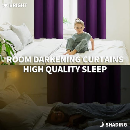 BGment Blackout Curtains for Bedroom - Grommet Thermal Insulated Room Darkening Curtains for Living Room, Set of 2 Panels (38 x 54 Inch, Royal Purple)