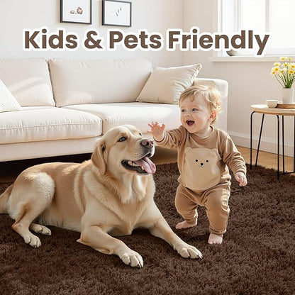 8x10 Area Rugs for Living Room Rug: Soft Fluffy Shag Brown Rugs for Bedroom, Non-Slip Large Fuzzy Plush Rug Indoor Floor Carpet for Nursery Kids Boys Girls Room, Dorms, Playroom, Modern Home Decor