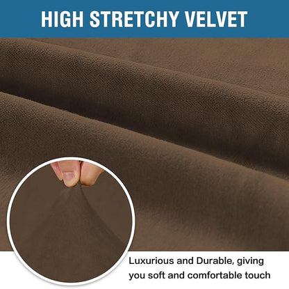 H.VERSAILTEX Stretch Velvet Sofa Covers for 3 Cushion Couch Covers Furniture Protector Soft with Non Slip Elastic Bottom, Crafted from Thick Comfy Rich Velour (Sofa 72"-90", Bronze Brown)