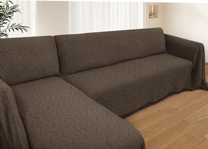 HOMERILLA Sectional Couch Covers for Sectional Sofa L Shaped Couch Cover Blanket 2 Pieces Sofa Covers Sectional Couch Cover L Shape Furniture Protector (Chocolate, X-Large)