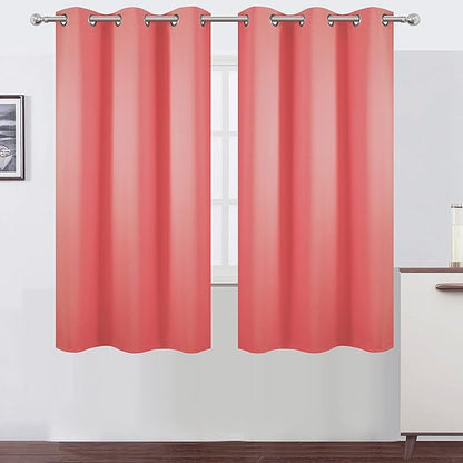 LEMOMO Coral Blackout Curtains 38 x 63 Inch Length/Set of 2 Curtain Panels/Thermal Insulated Room Darkening Blackout Curtains for Bedroom