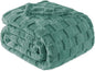 Exclusivo Mezcla Queen Size Flannel Fleece Blanket, Super Soft and Warm Lightweight Checkered Pattern Blankets for All Seasons, 90x90 Inches, Celadon