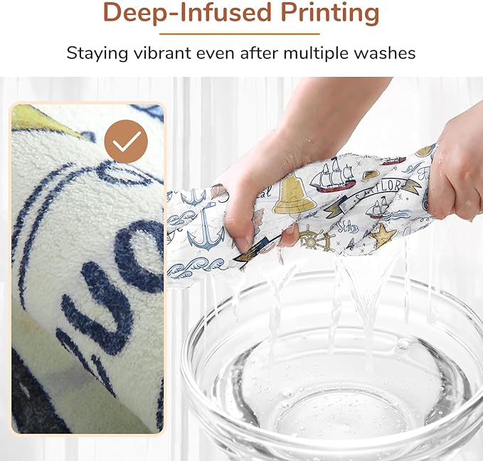 OPPODREAM Nautical Soft Area Rugs 5x7, Washable White Rug with Non Slip Backing, 5 x 7 Faux Cashmere Low-Pile 5x7 Carpet