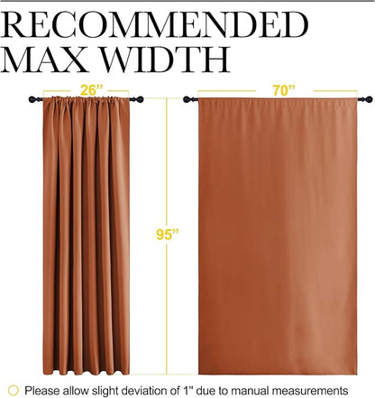 NICETOWN 2 Panels Blackout Curtains, Rod Pocket Thermal Insulated Drapess for Bedroom, Privacy Protection Easy-Care Heavy Duty Curtains for Living Room/Dining Room, W70 x L95 inches, Burnt Orange