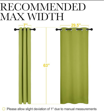 NICETOWN Blackout Curtain Panels for Living Room, Thermal Insulated Solid Grommet Top Blackout Draperies/Drapes for Christmas Window (1 Pair, 34 x 63 inches in Fresh Green)