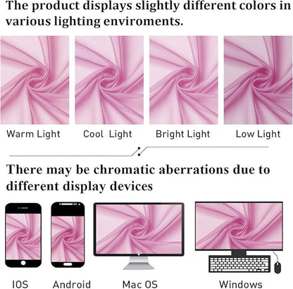 Lecloud Light Pink Sheer Curtains 36 Inch Length 2 Panels, Elegant Voile Cafe Short Curtain Tiers, Airy Breathable Gauzy Kitchen Curtains for Bedroom with Dual Rod Pocket, Each Panel 42 X 36 Inch