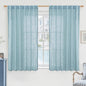 LAMIT Stone Blue Linen Curtains 54 Inch Length 2 Panels, Light Filtering Panels Back Tab and Rod Pocket Country Decor Drapes for Bathroom/Window/Bedroom, 52 x 54 Inch
