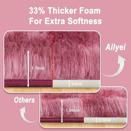Soft Runner Rugs for Bedroom Hallways, 2x4 Tie-Dyed Blush Pink Fluffy Shag Throw Area Rug Non Slip for Bedside Dorm, Long Shaggy Furry Carpet for Nursery Living Room