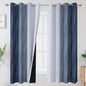 Estelar Textiler Full Room Darkening Greyish White and Navy Blue Blackout Curtains 63 Inch Length 2 Panels Set,Ombre Thermal Insulated Full Light Blocking Grommet Blackout Drapes for Boys Room,52Wx63L