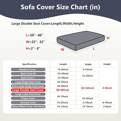 Couch Cushion Covers for Sofa Couch Covers Wear-Resistant Universal Sofa Cover Washable Stretch for Sectional Slipcovers (Texture-Gray Blue,Large Double Seat Cover)