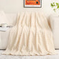 Puncuntex Cream White Throw Blanket 60"×80" inches Fuzzy 3D Jacquard Decorative Flannel Fleece Super Soft Plush Cozy Blanket for Couch Sofa Chair Lightweight