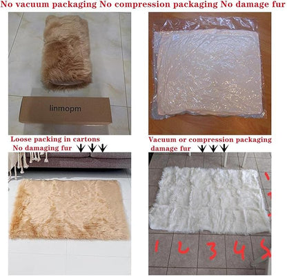linmopm Faux Fur Rug Sheepskin Shag Fluffy Fuzzy White 3x4 ft Rugs for Bedroom Bedside Bed Floor Living Room Plush Rectangle High-Density Cushion Carpet Super Sofa Cover