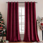 MIULEE Christmas Burgundy Velvet Curtains Solid Soft Red Blackout Curtain Grommet Top Thermal Soundproof Room Darkening Curtains/Drapes/Panels for Living Room Bedroom 52 x 63 Inch 2 Panels