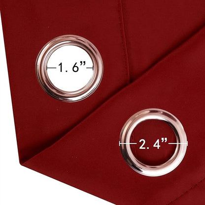 LEMOMO Blackout Curtains 66 x 54 Inch Long Red Curtains Set of 2 Panels Room Darkening Curtains for Bedroom and Living Room