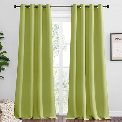 NICETOWN Fresh Green Blackout Curtains 102 inches Length for Living Room, 2 Panels, 55" Wide, Thermal Insulated Long Drapes for Large Window