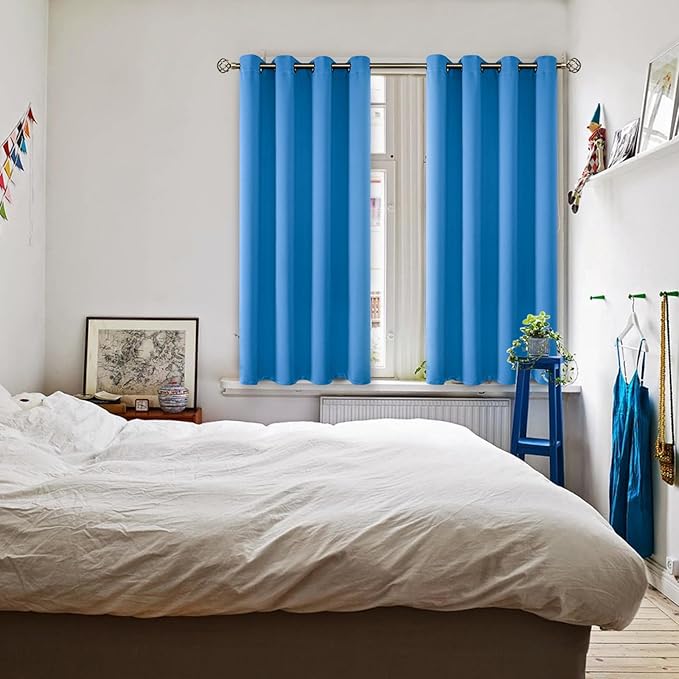 BGment Room Darkening Curtains 45 Inches Long - Grommet Thermal Insulated Drapes Window Treatment Curtains for Bedroom, 2 Panels, 52 x 45 Inch, Classic Blue