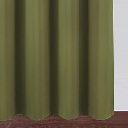 LEMOMO Blackout Curtains 52 x 45 inch/Olive Green Curtains Set of 2 Panels/Thermal Insulated Room Darkening Bedroom Curtains