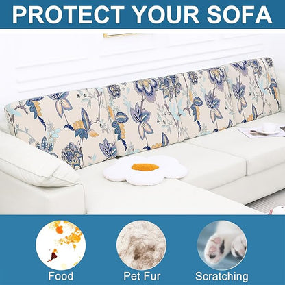 Smiry Printed Couch Cushion Covers, Stretch Soft Couch Covers for Sofa, Washable Non-Slip Sofa Slipcover Furniture Protector for Indoor and Outdoor (Backrest L, Beige)