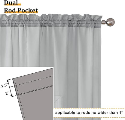 Aiyufeng Light Grey Sheer Curtains 54 Inches Long 2 Panels, Solid Voile Top Dual Rod Pockets Stylish Breathable Drapes Window Treatment for Kid's Room/Bedroom/Living Room, 42W x 54L, Light Grey
