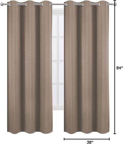 LEMOMO Cappuccino Thermal Blackout Curtains/38 x 84 Inch/Set of 2 Panels Room Darkening Curtains for Bedroom
