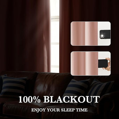 RYB HOME Bedroom Blackout Curtains 72 inches Long, 100% Blackout Thermal Insulated Noise Reducing Curtains for Living Room Nursury, 62 inches Wide by 72 inches Long, Peach Pink