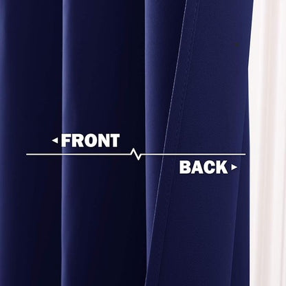 NICETOWN Royal Blue Blackout Kitchen Curtains - Energy Smart Blackout Grommet Curtain Panels for Bathroom/Loft Window/Living Room (42W by 36L 1.2 inches Header, Set of 2)
