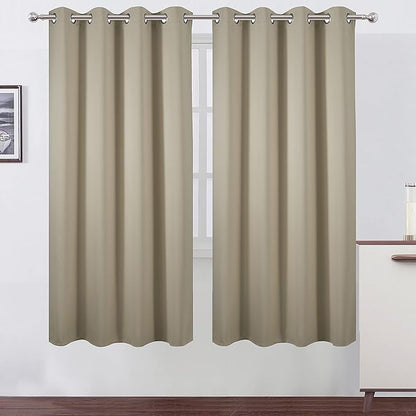 LEMOMO Beige Thermal Blackout Curtains/52 x 72 Inch/Set of 2 Panels Room Darkening Curtains for Bedroom