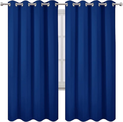 LEMOMO Blackout Curtains 52 x 72 inch/Royal Blue Curtains Set of 2 Panels/Thermal Insulated Room Darkening Bedroom Curtains