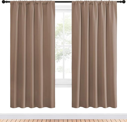 NICETOWN Kids Blackout Curtain Panels - Window Treatment Thermal Insulated Solid Rod Pocket Blackout Drapes for Bedroom (Cappuccino, Set of 2, 52 by 72 Inch)