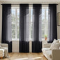 MIULEE Black Sheer Curtains 108 Inches Long, 4 Panels Set, Light Filtering Halloween Rod Pocket Voile Drapes for Living Room and Bedroom, Airy Soft Fabric Window Treatments, 42 x 108 Inches