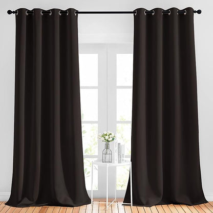 NICETOWN Blackout 102 inch Curtains for Living Room, Grommet Thermal Insulated Room Darkening Curtains for Bedroom/Living Room, 2 Panels, W52 x L102, Toffee Brown