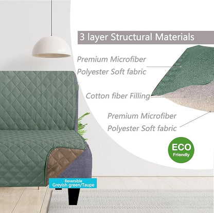 U-NICE HOME Futon Sofa Covers Reversible Sofa Slipcover Armless Cover Furniture Protector Couch Cover Water Resistant (Futon, Greyish Green/Taupe)