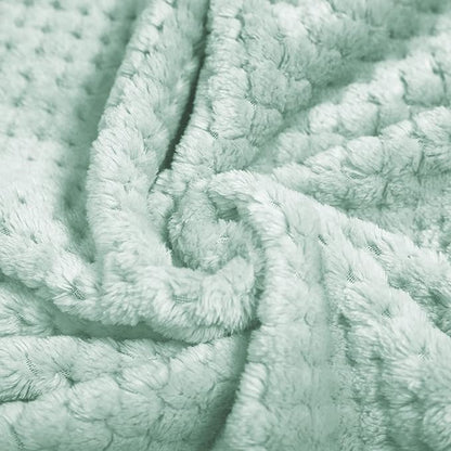 Exclusivo Mezcla Fleece Throw Blanket, Super Soft and Warm Blankets for Couch, Sofa and Bed Waffle Textured, Cozy, Fuzzy and Lightweight (Mint Green, 40x50 Inches)