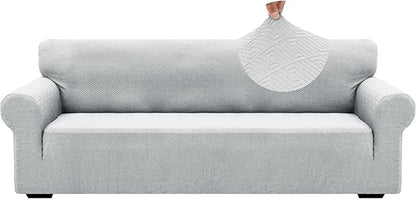 ZNSAYOTX 1 Piece Jacquard Couch Covers for 3 Cushion Couch High Stretch Sofa Cover for Pets Dogs Anti Slip Extra Large Sofa Slipcovers Furniture Protector (X-Large, New Pattern Silver Grey)