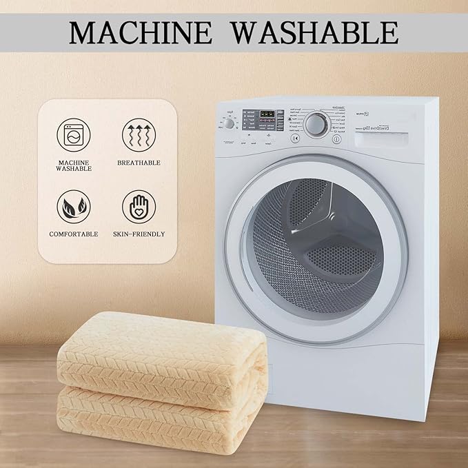 inhand Fleece Blanket for Bed, Super Soft Flannel Cozy King Bed Blanket for Adults, Washable Lightweight Fuzzy Bed Blanket for Office Sofa, Warm Plush Blankets for All Season (90"×108", Cream)