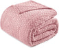 Exclusivo Mezcla Fleece Twin Size Blanket for Bed, 60x80 Inches Soft Cozy Jacquard Flannel Blankets, Lightweight Fuzzy Plush Warm for Women, Pink