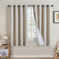 H.VERSAILTEX Linen Curtains 100% Blackout Curtains for Bedroom 63 inch Long Full Light Blocking Nature Linen Blended Window Curtains for Living Room Nickel Grommet (2 Panels, Heathered Natural)