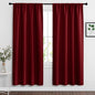 RYB HOME Blackout Curtains for Bedroom Living Room 63 inches Long, Thermal Insulated Privacy Rod Pocket Drapes for Nursery Office Home Theater, Width 42 by Length 63, Burgundy Red, 2 Panels