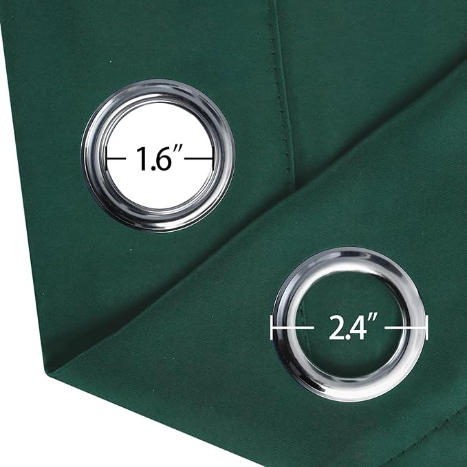 LEMOMO Blackout Curtains 52 x 90 Inch Long Dark Green Curtains Set of 2 Panels Room Darkening Curtains for Bedroom and Living Room