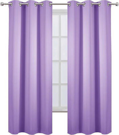 LEMOMO Blackout Curtains 38 x 84 inch/Lavender Curtains Set of 2 Panels/Thermal Insulated Room Darkening Bedroom Curtains