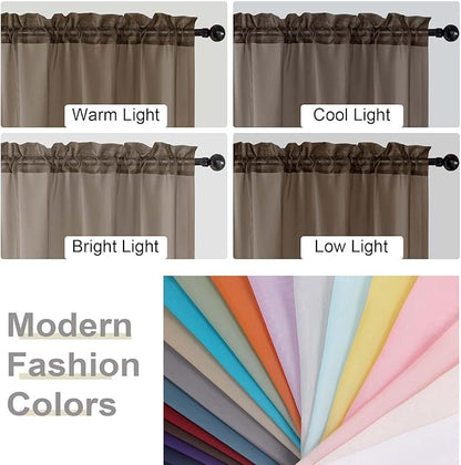 Chocolate Sheer Curtain for Bedroom Living Room 78 Inches Long 2 Panels Set, Solid Soft Airy Light Filtering Sheer Window Curtains, Modern Rod Pocket Door Curtain, 42" Wx78 L Inches