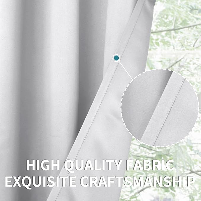 BGment Room Darkening Curtains 63 Inches Long - Grommet Thermal Insulated Drapes Window Treatment Curtains for Bedroom, 2 Panels, 42 x 63 Inch, Greyish White