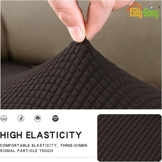Easy-Going Stretch Chair Cushion Cover Sofa Cushion Furniture Protector Sofa Seat Sofa Slipcover Sofa Cover Soft Flexibility with Elastic Bottom(Chair Cushion, Chocolate)