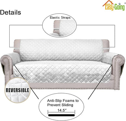 Easy-Going Chair Sofa Slipcover Reversible Sofa Cover Water Resistant Couch Cover Furniture Protector Cover with Elastic Straps for Pets Kids Children Dog Cat (Chair, White/White)